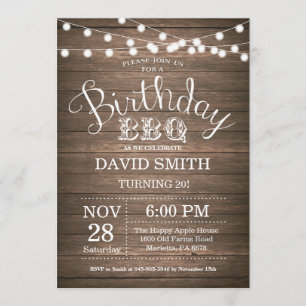 Invitation Anniversaire rustique d'invitation de BBQ