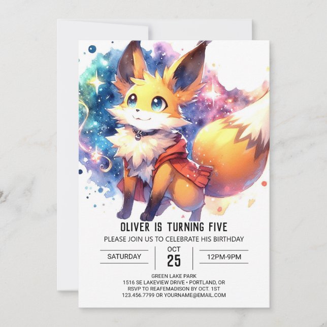 Invitation Anniversaire rustique du renard (Devant)