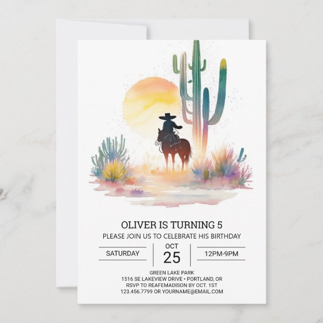 Invitation Anniversaire rustique du Sud Cowboy (Devant)