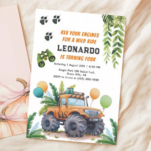 Invitation Anniversaire Safari Monster Truck Jungle