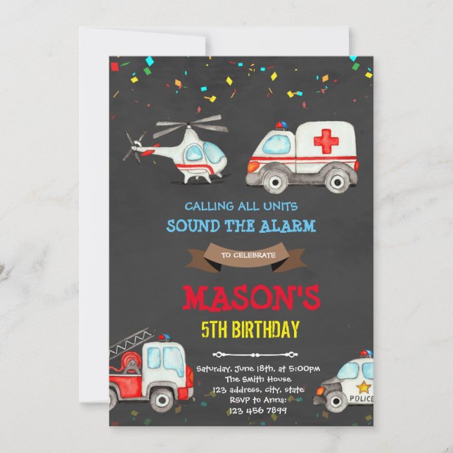 Invitation Anniversaire sauvetage d'urgence (Devant)