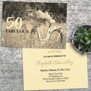 Invitation Anniversaire Sépia Vintage 50 ans et Fabuleux Vélo