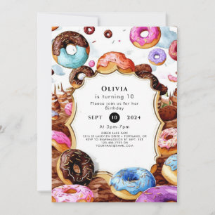Invitation Anniversaire simple de Donut pour enfants