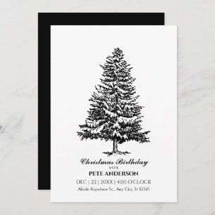 Invitation Anniversaire simple de noël noir et blanc