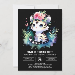 Invitation Anniversaire simple de tigre enchanté