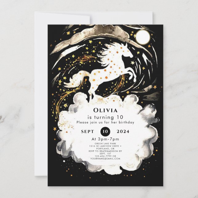 Invitation Anniversaire simple du Boho Horse (Devant)