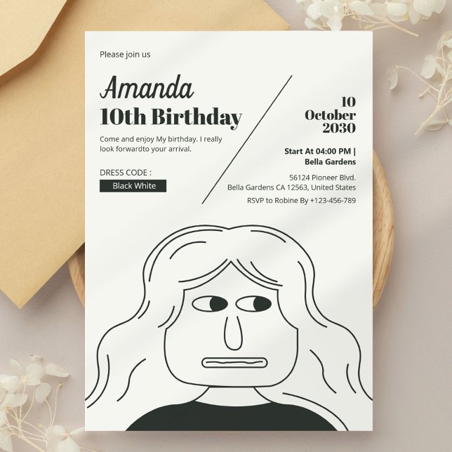 Invitation Anniversaire simple minimaliste élégant (Créateur téléchargé)
