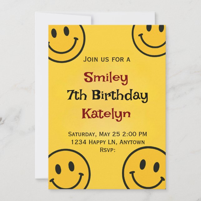 Invitation Anniversaire Smiley (Devant)
