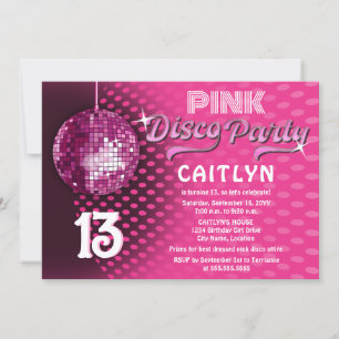Invitation Anniversaire Soirée Disco Rose