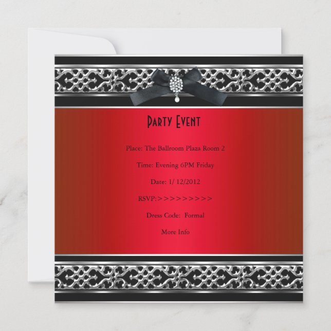 Invitation Anniversaire Soirée Elégante Joyau Rouge Diamant N (Devant)