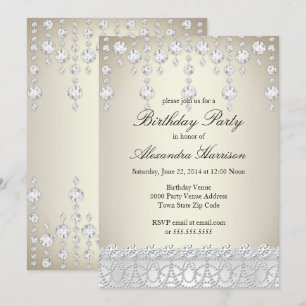 Invitation Anniversaire Soirée Plutôt Cristal Argent Sepia Di