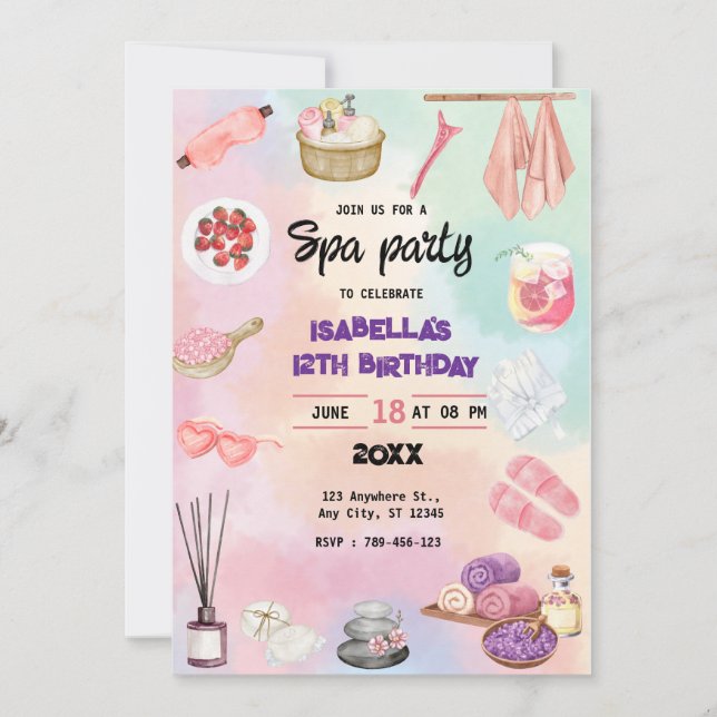 Invitation Anniversaire spa, N'importe quel âge, Anniversaire (Devant)