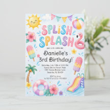 Anniversaire Splash avec Aquarelle Fantaisiste