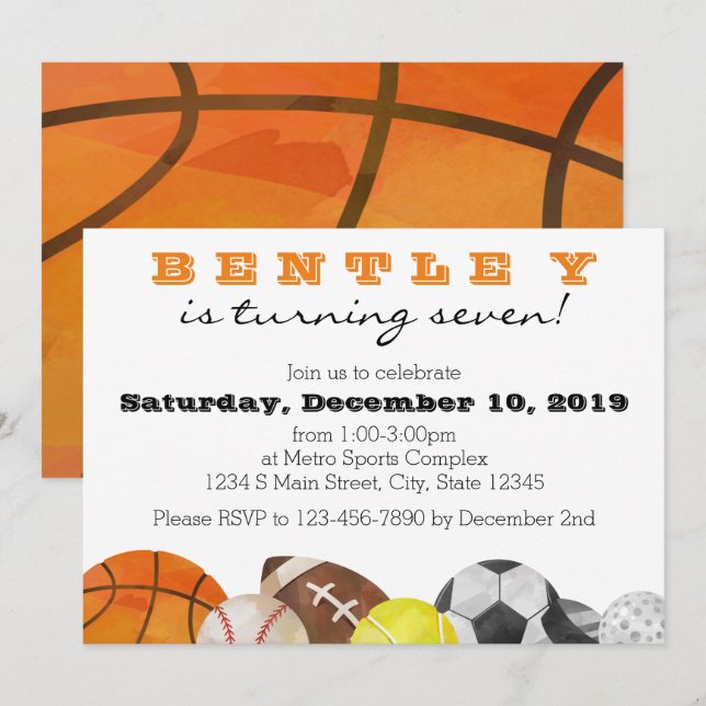 Invitation Anniversaire Sportif (Devant / Derrière)