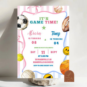 Invitation Anniversaire sportif de frère et soeur garçon et f