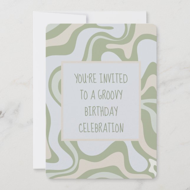 Invitation Anniversaire super à Sage Green (Devant)