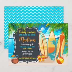 Invitation Anniversaire Surf Plage Fun Été