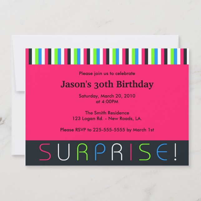 Invitation Anniversaire surprenant (Devant)