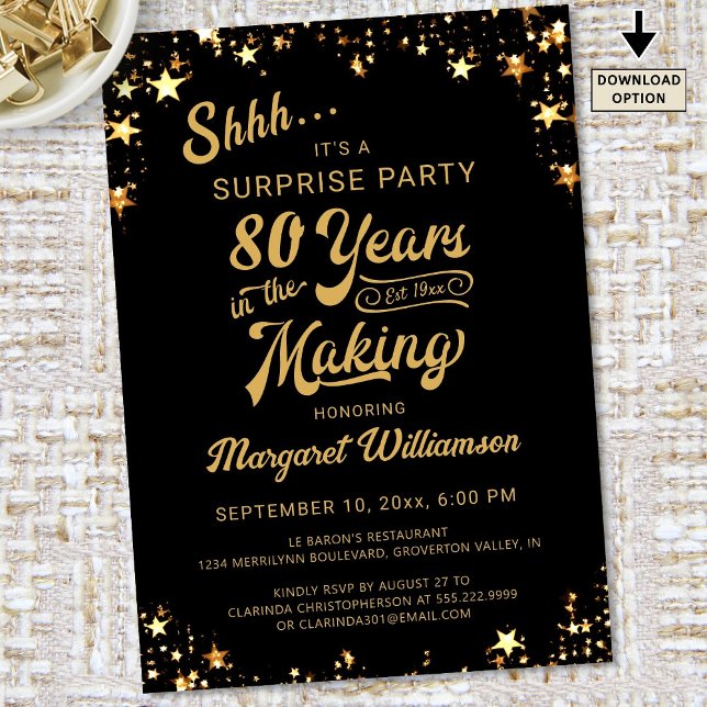 Invitation Anniversaire surprenant 80 ans dans la fabrication (Créateur téléchargé)