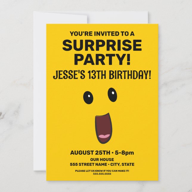 Invitation Anniversaire Surprise Face (Devant)