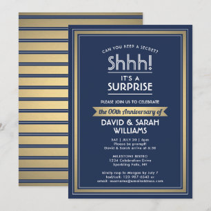 Invitation Anniversaire Surprise Party Marine Bleu, Blanc & O