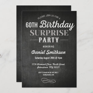 Invitation Anniversaire Surprise Rustic Chalk Hommes Femmes I