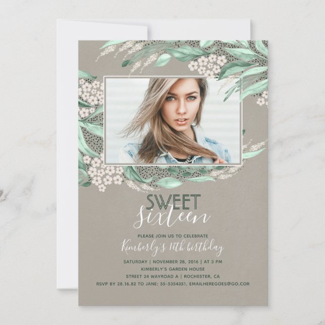 Invitation Anniversaire Sweet 16 | Photo d'anniversaire de ve (Devant)