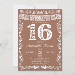 Invitation Anniversaire Sweet 16 Terracotta Papel Picado