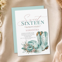 Anniversaire Sweet Sixteen Cowgirl Teal Peony