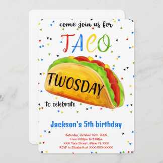 Invitation anniversaire Taco modifiable