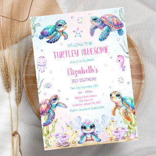 Invitation Anniversaire Thème Océan Tortue Sous la Mer