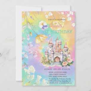 Invitation Anniversaire Tie Dye Château Fleur Sauv
