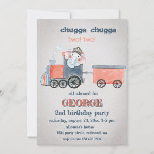 Invitation Anniversaire Train Éléphant