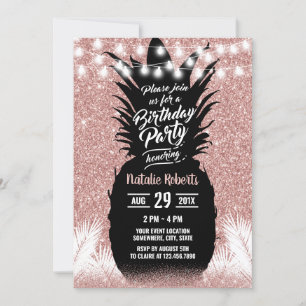Invitation Anniversaire Tropical Anniversaire d'or Rose moder