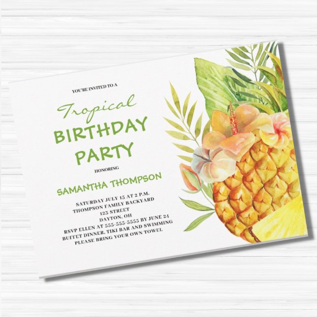 Invitation Anniversaire tropical de l'ananas (Créateur téléchargé)