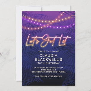 Invitation Anniversaire Tropical de Neon