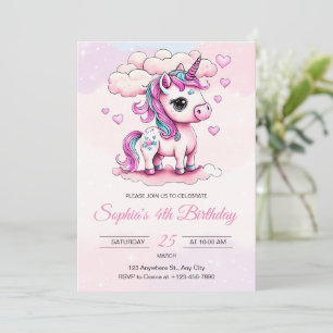 Invitation Anniversaire Unicorn Rainbow Unicorn Gi