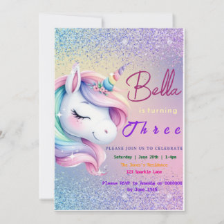 Invitation Anniversaire Unicorne Pastel Rainbow Pa