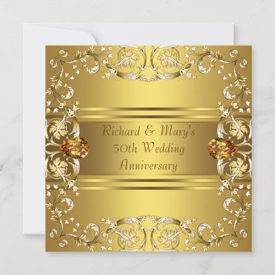 Invitation Anniversaire Victorien D Or Cinquantieme De Fleurs Zazzle Ca