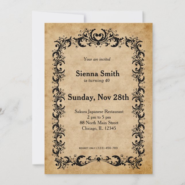 Invitation anniversaire vintage (Devant)