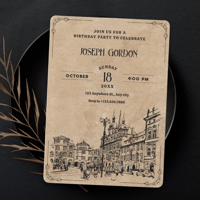 Invitation Anniversaire vintage (Créateur téléchargé)