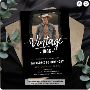 Invitation Anniversaire vintage 60 ans
