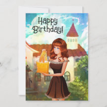 Invitation Anniversaire Vintage Fille Cartoon