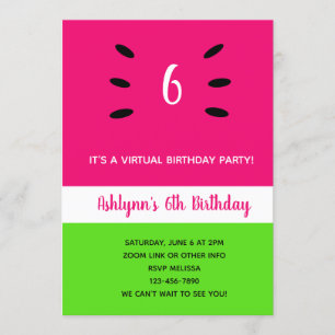 Invitation Anniversaire virtuel d'été de la pastèque