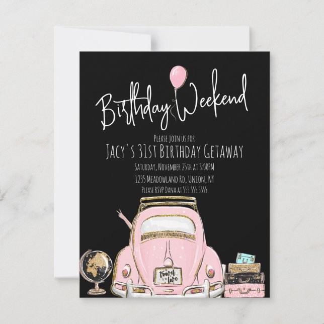 Invitation Anniversaire Week-end Voyage Anniversaire Parties  (Devant)