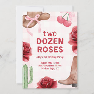 Invitation Anniversaire western de deux douzaines de roses po