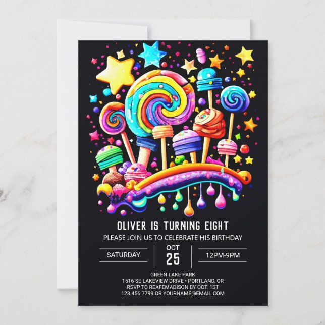Invitation Anniversaire Whimsical Candyland (Devant)