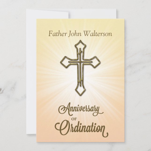 Invitation, Anniversary of Ordination, Cross on S Invitation (Front)