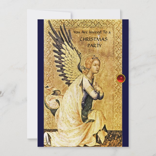 Invitation ANNONCE ANGEL MONOGRAM, Rubis rouge (Devant)