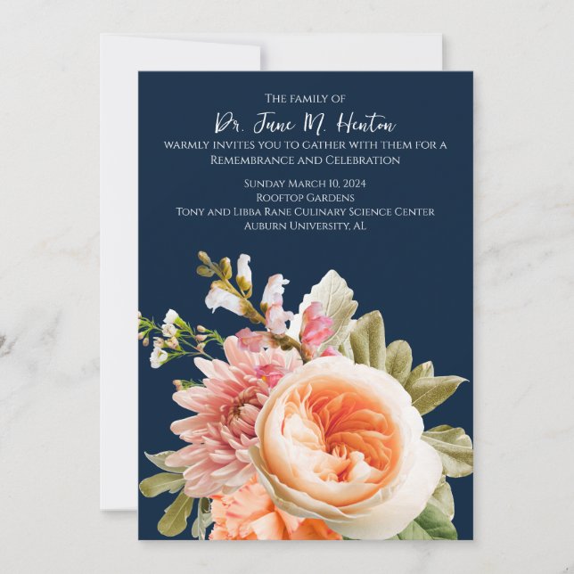 Invitation Annonce commémorative des funérailles florales de  (Devant)